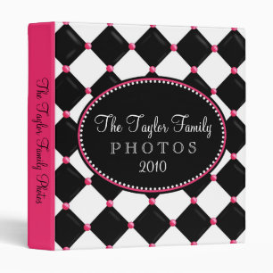 Tufted Harlequin Pink and Black Photo Album Binder