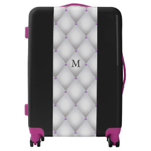 tufted hot pink gray monogram Luggage