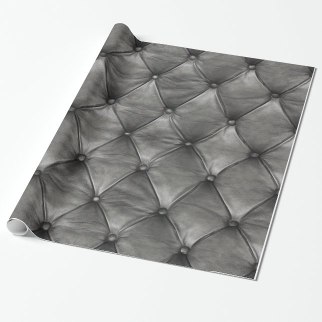 Tufted Leather Grey Wrapping Paper (Unrolled)