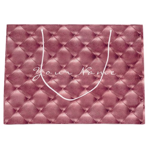 Tufted Leather Rose Gold Blush Metallic Gift Large Gift Bag