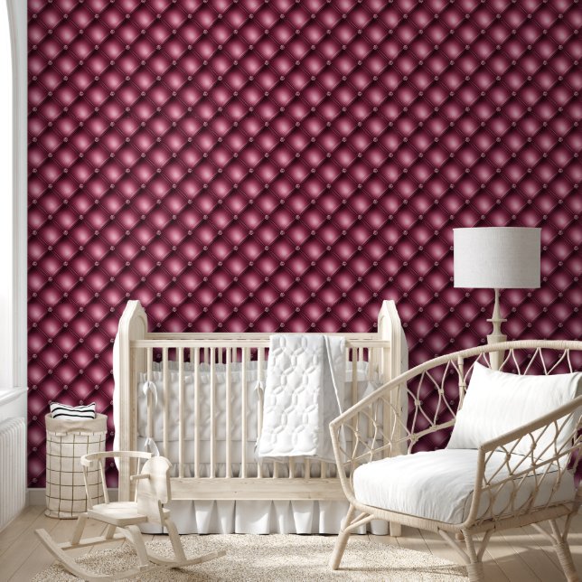 Tufted pattern burgundy maroon geometric diagonal wallpaper  (Kids)