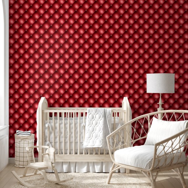 Tufted pattern dark wine red geometric diagonal wallpaper  (Kids)