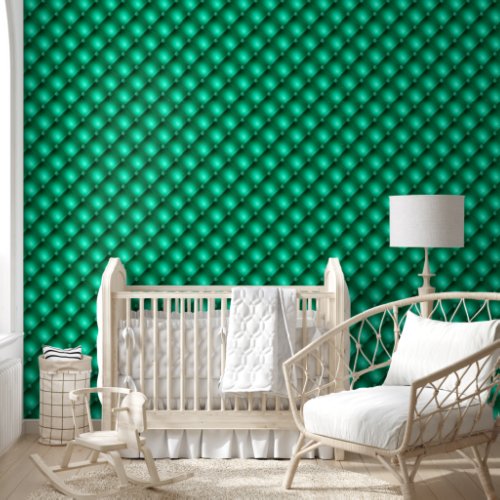 Tufted pattern emerald green geometric diagonal wallpaper 