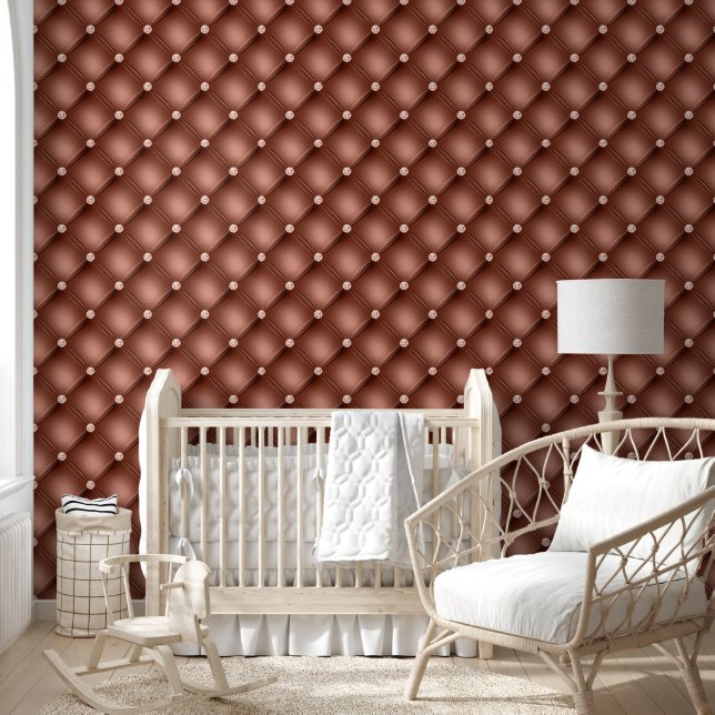 Tufted pattern terracotta geometric diagonal wallpaper  (Kids)