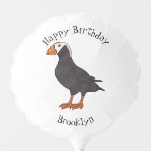 Tufted puffin bird cartoon illustration balloon