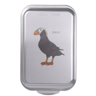 Tufted puffin bird cartoon illustration cake pan