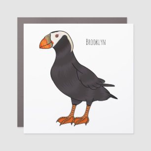 Tufted puffin bird cartoon illustration car magnet