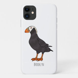 Tufted puffin bird cartoon illustration iPhone 11 case