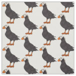 Tufted puffin bird cartoon illustration fabric