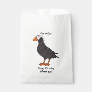 Tufted puffin bird cartoon illustration favor bag