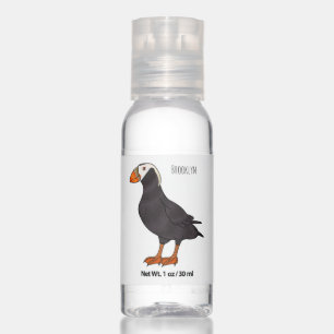 Tufted puffin bird cartoon illustration  hand sanitizer