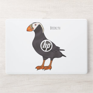 Tufted puffin bird cartoon illustration HP laptop skin