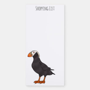 Tufted puffin bird cartoon illustration  magnetic notepad