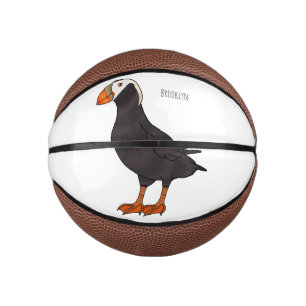 Tufted puffin bird cartoon illustration mini basketball