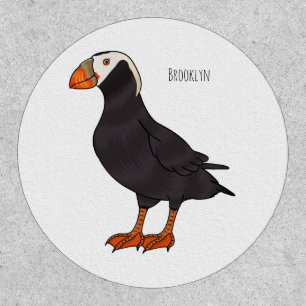 Tufted puffin bird cartoon illustration patch