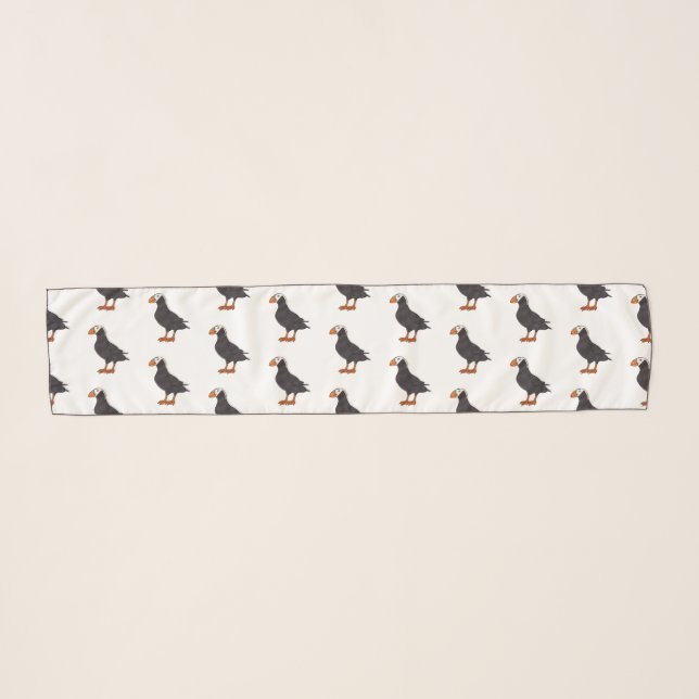 Tufted puffin bird cartoon illustration  scarf (Front (Horizontal))