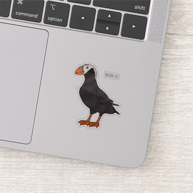 Tufted puffin bird cartoon illustration sticker (Detail)