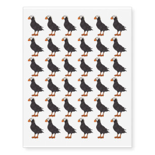 Tufted puffin bird cartoon illustration temporary tattoos