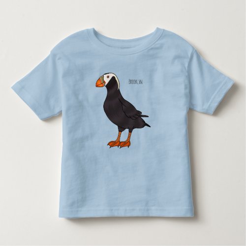 Tufted puffin bird cartoon illustration toddler t_shirt