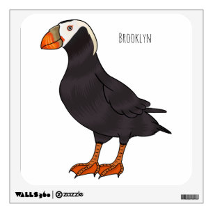 Tufted puffin bird cartoon illustration wall decal