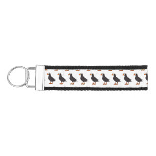Tufted puffin bird cartoon illustration  wrist keychain