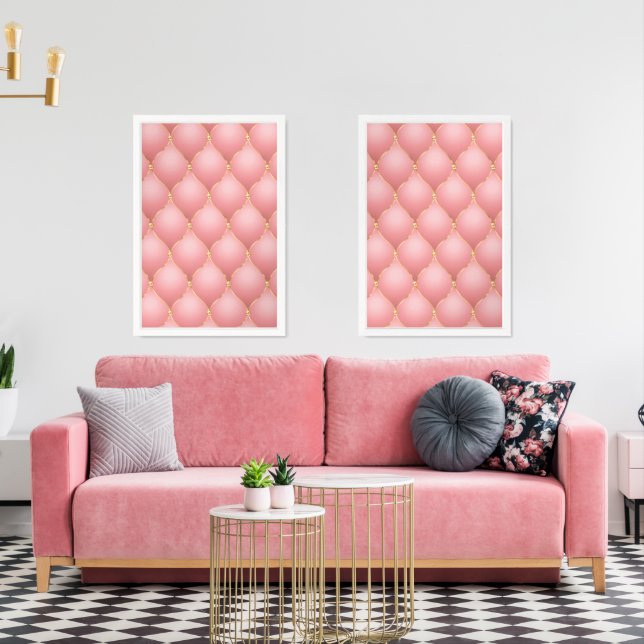 Tufted Rose Gold Wall Art Sets (Livingroom)