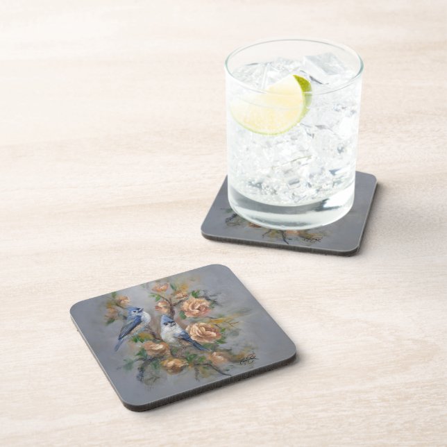 Tufted Titmice Beverage Coaster (Right Side)