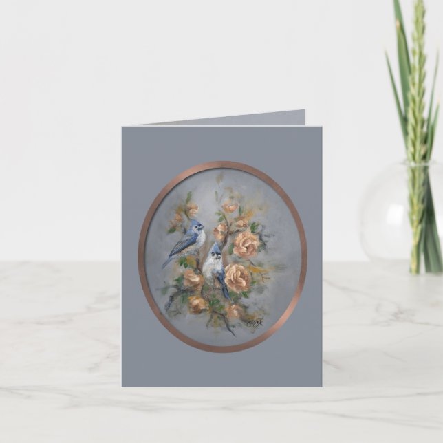 Tufted Titmice Birthday/ Thank You Card (Front)