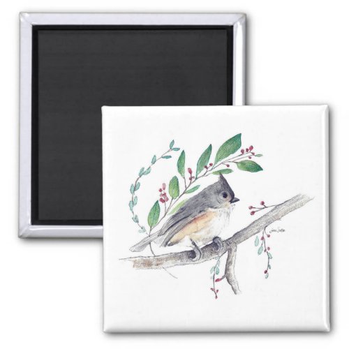 Tufted Titmouse Bird Art Magnet