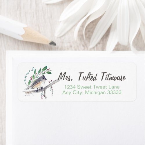Tufted Titmouse Bird Art Return Label
