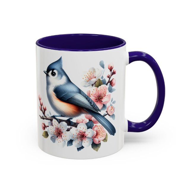 Tufted Titmouse Bird Mug Floral Gift (Creator Uploaded)