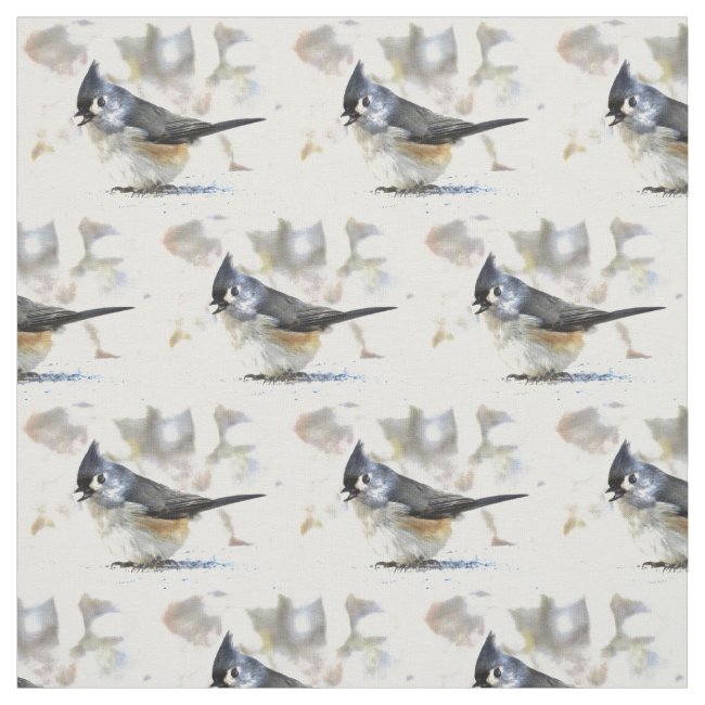 Tufted Titmouse Bird Pattern Fabric