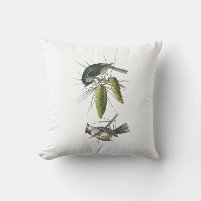 Tufted Titmouse by Audubon Throw Pillow (Front)
