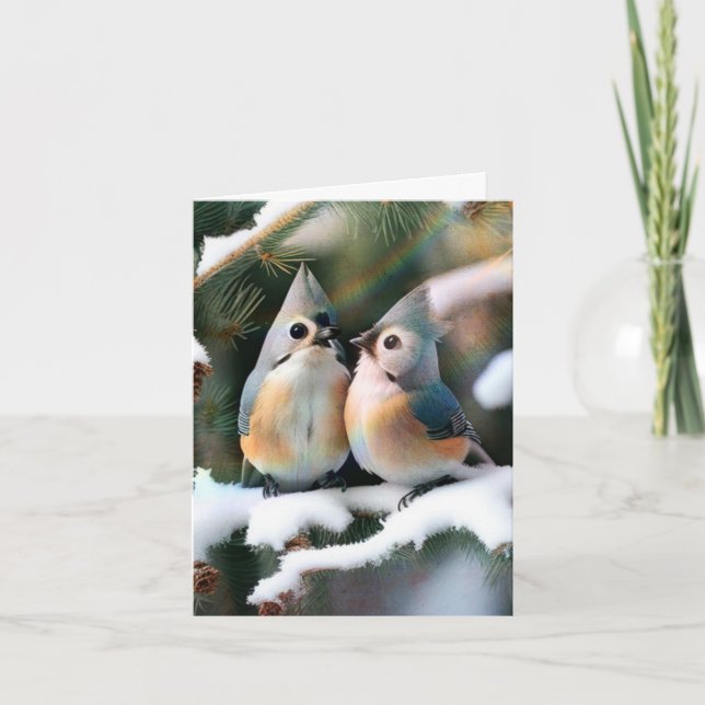 Tufted Titmouse Couple Card (Front)
