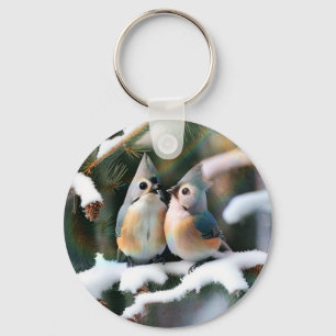 Tufted Titmouse Couple Keychain