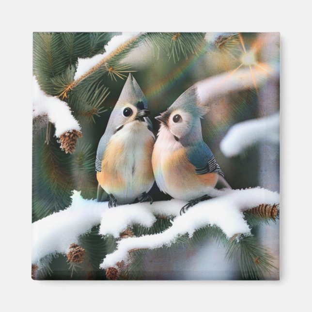 Tufted Titmouse Couple Magnet (Front)