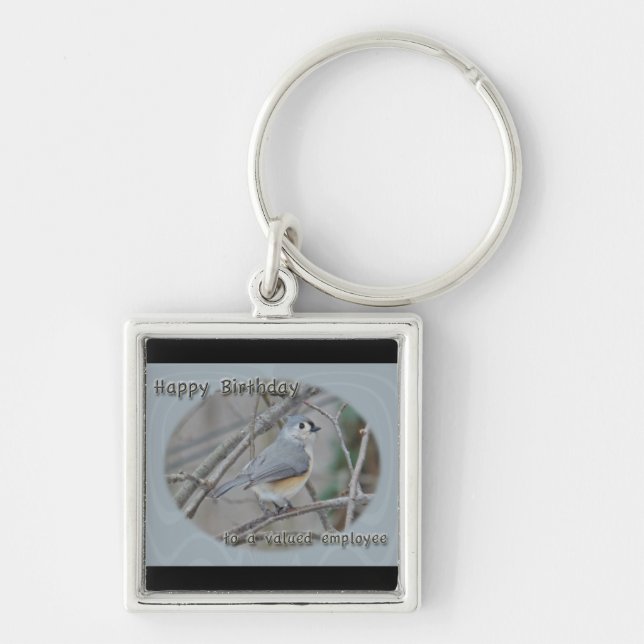 Tufted Titmouse Employee Birthday Keychain (Front)