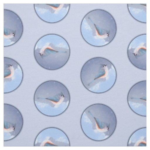 Tufted Titmouse in Snow Painting Original Bird Art Fabric