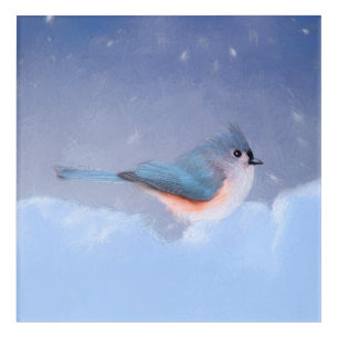 Tufted Titmouse Painting - Cute Original Dog Art