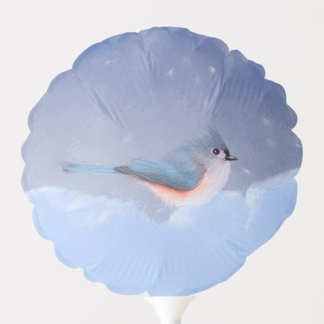 Tufted Titmouse Painting - Cute Original Dog Art Balloon (Front)