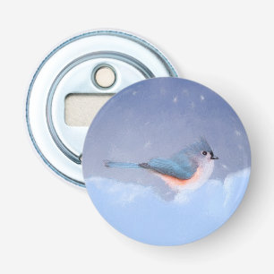 Tufted Titmouse Painting - Cute Original Dog Art Bottle Opener
