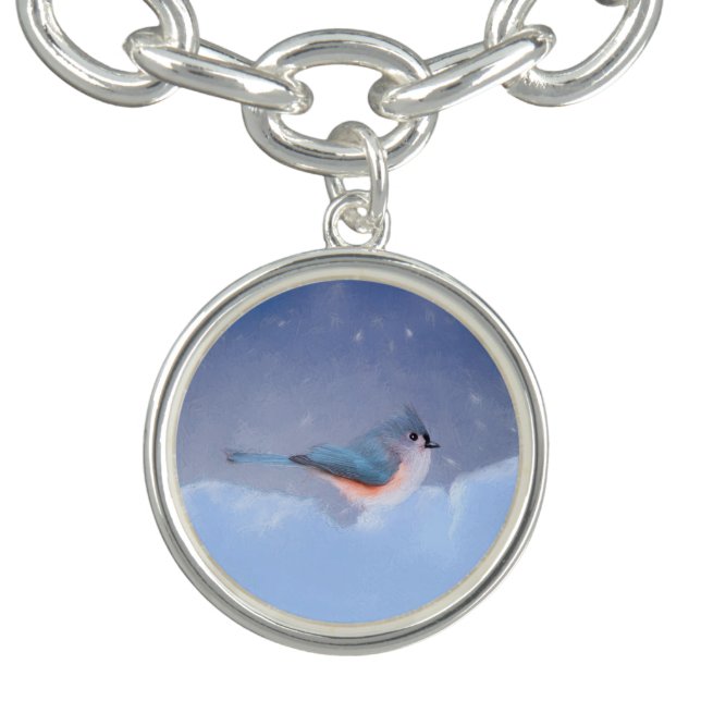 Tufted Titmouse Painting - Cute Original Dog Art Bracelet (Design)