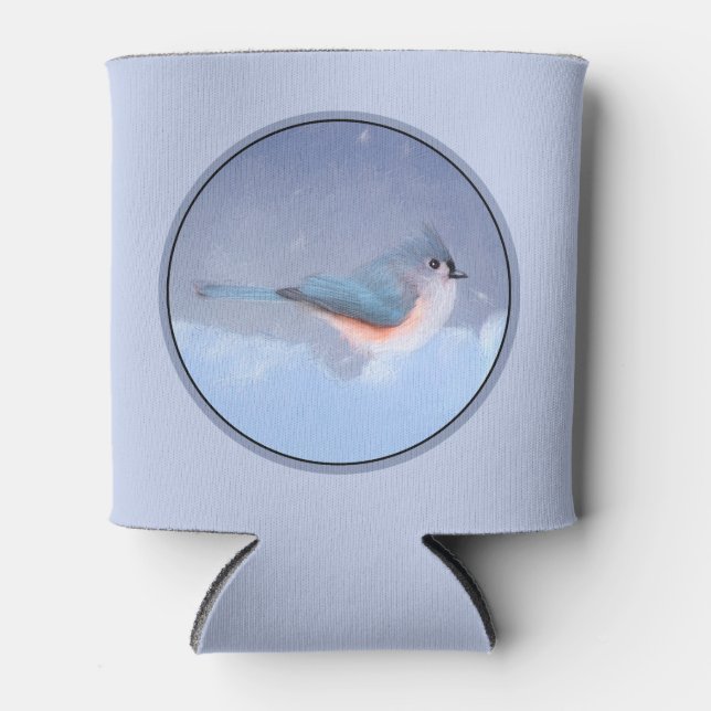 Tufted Titmouse Painting - Cute Original Dog Art Can Cooler (Front)