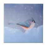 Tufted Titmouse Painting - Cute Original Dog Art Ceramic Tile