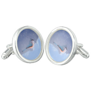 Tufted Titmouse Painting - Cute Original Dog Art Cufflinks