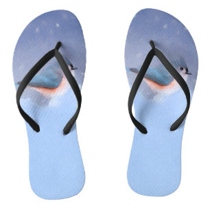 Tufted Titmouse Painting - Cute Original Dog Art Flip Flops