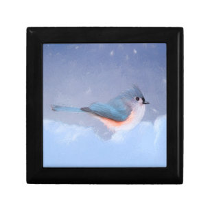 Tufted Titmouse Painting - Cute Original Dog Art Gift Box