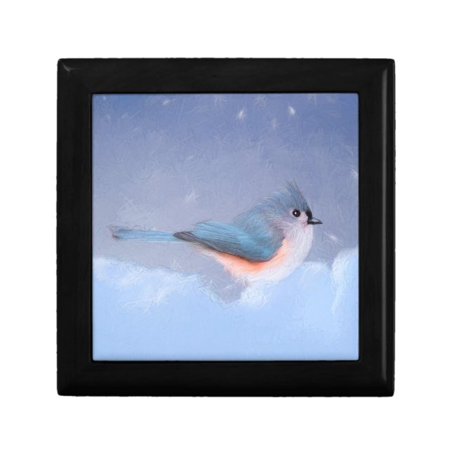 Tufted Titmouse Painting - Cute Original Dog Art Gift Box (Front)