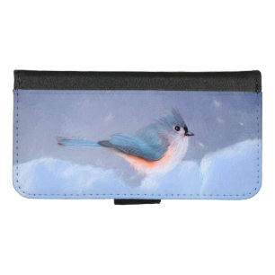 Tufted Titmouse Painting - Cute Original Dog Art iPhone 8/7 Wallet Case