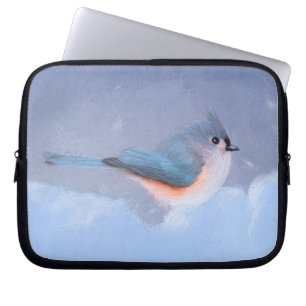 Tufted Titmouse Painting - Cute Original Dog Art Laptop Sleeve